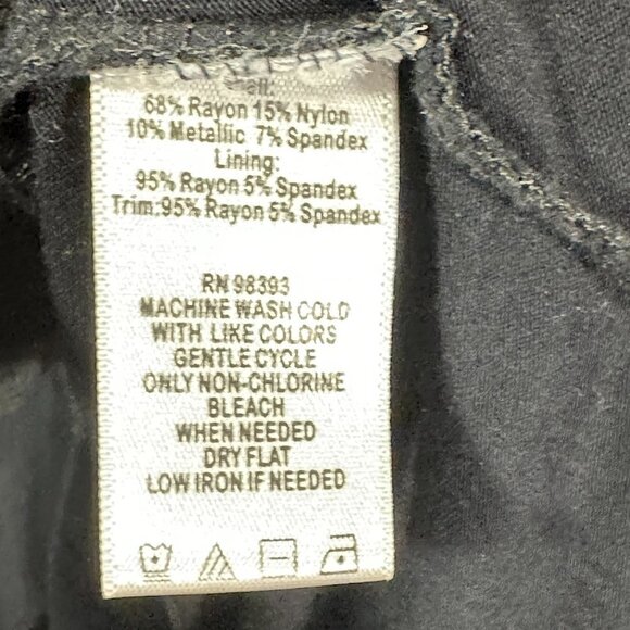 LOGO Lori Goldstein Womens Medium Tunic Top Black Silver Metallic Sparkle - Picture 6 of 7